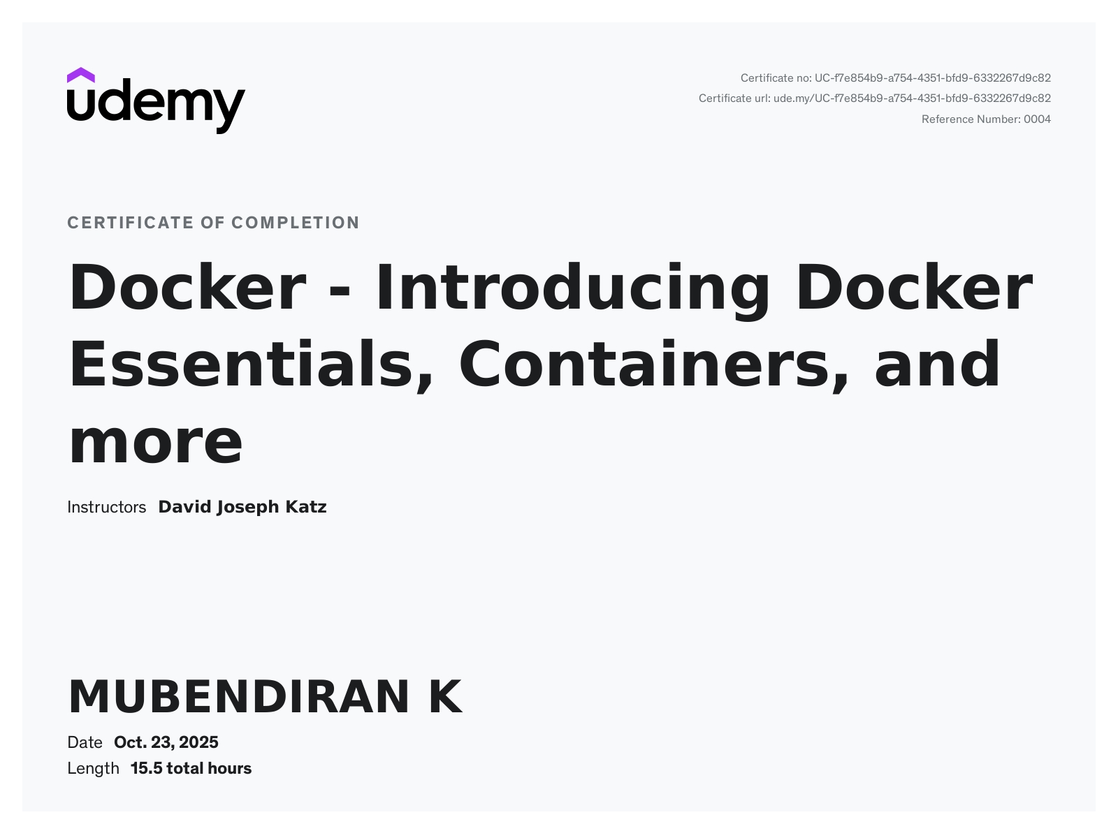 Docker Udemy Certification
